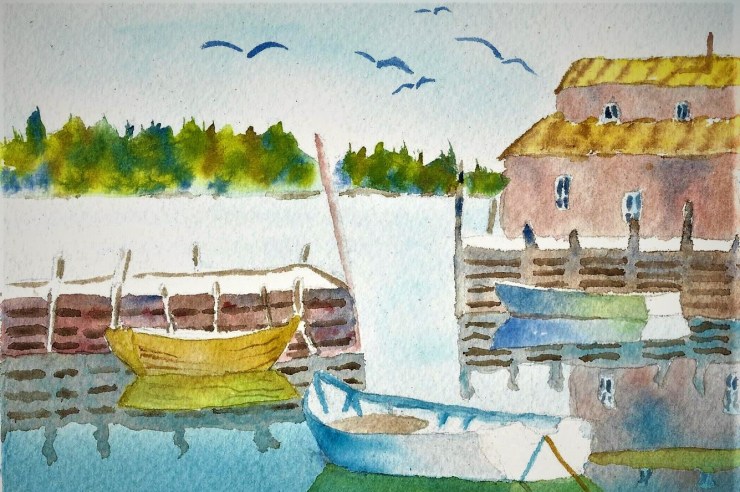boats in watercolor